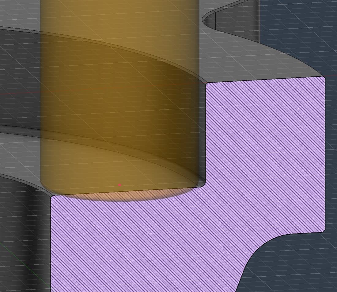 A tool reaching into a deep pocket